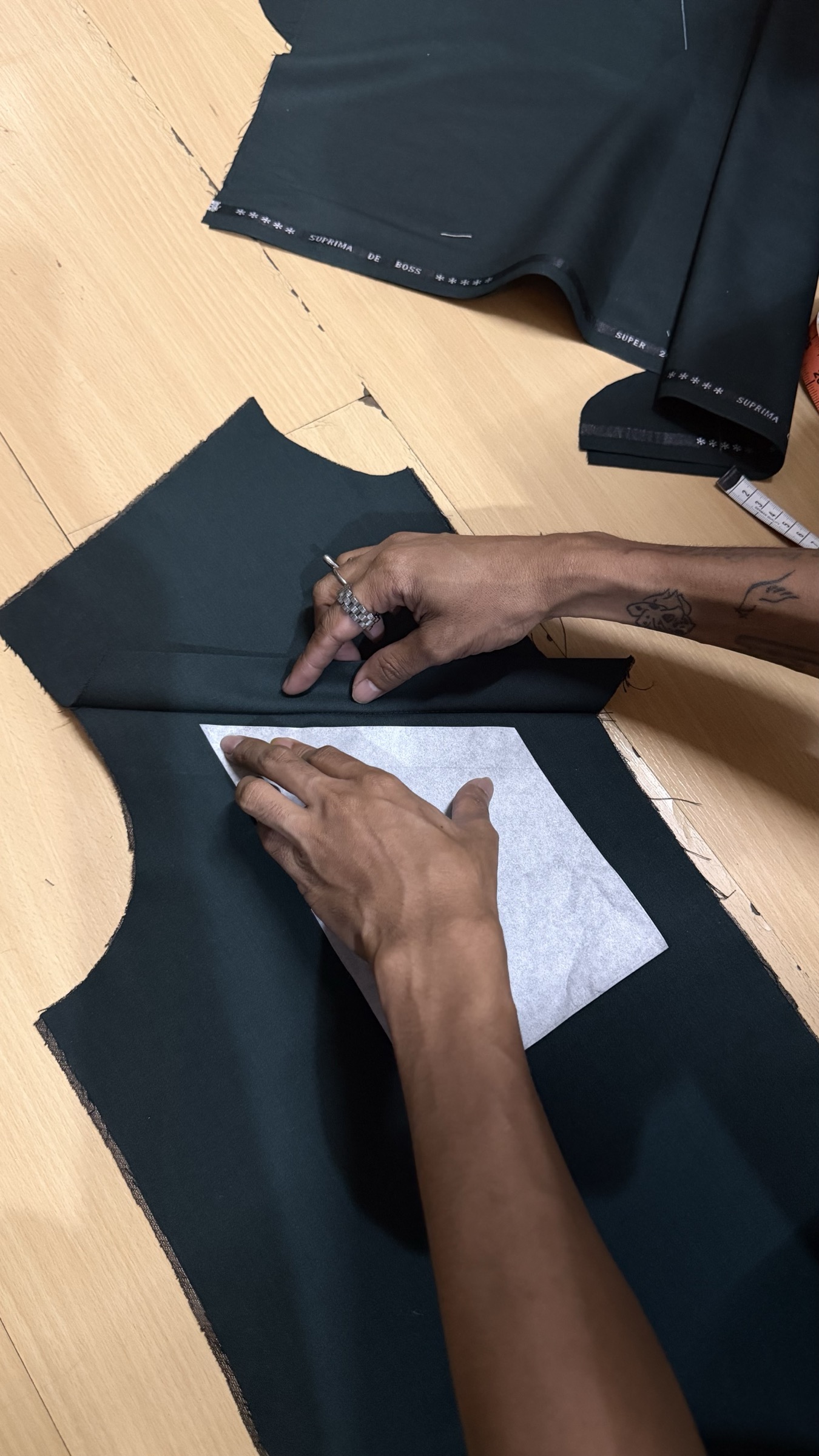 Fabric marked and ready to cut